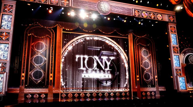 FILE - A view of the stage appears before the start of the 75th annual Tony Awards in New York on June 12, 2022. (Photo by Charles Sykes/Invision/AP, File)