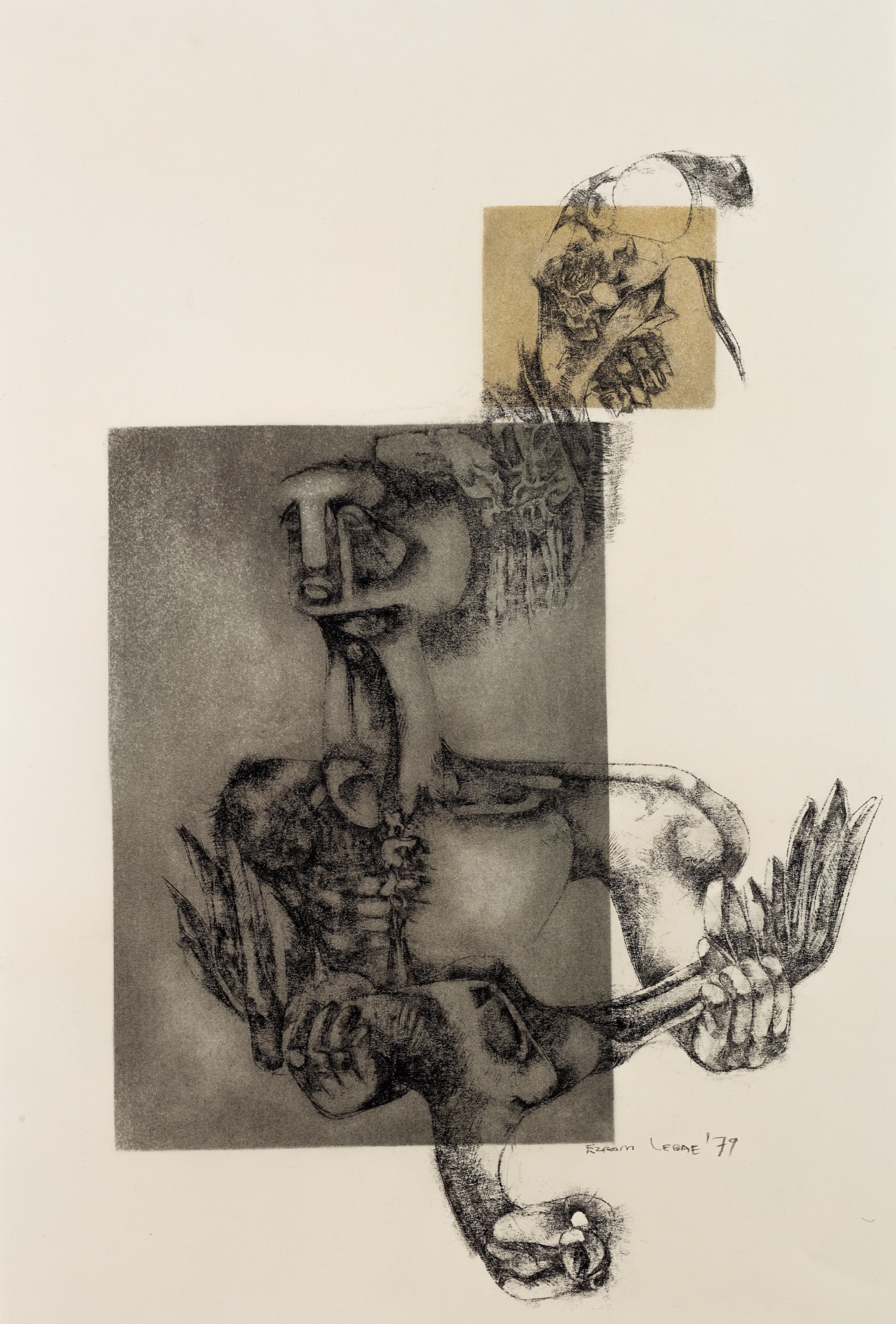 Artist Ezrom Legae evaded censorship and arrest by using animals as stand-ins for activists and oppressors in apartheid-era South Africa. In Legae's drawings, chickens like the one in "Chicken Series" (1979), often were associated with activists such as the murdered anti-apartheid South African activist Stephen Biko. (Courtesy of High Museum of Art)