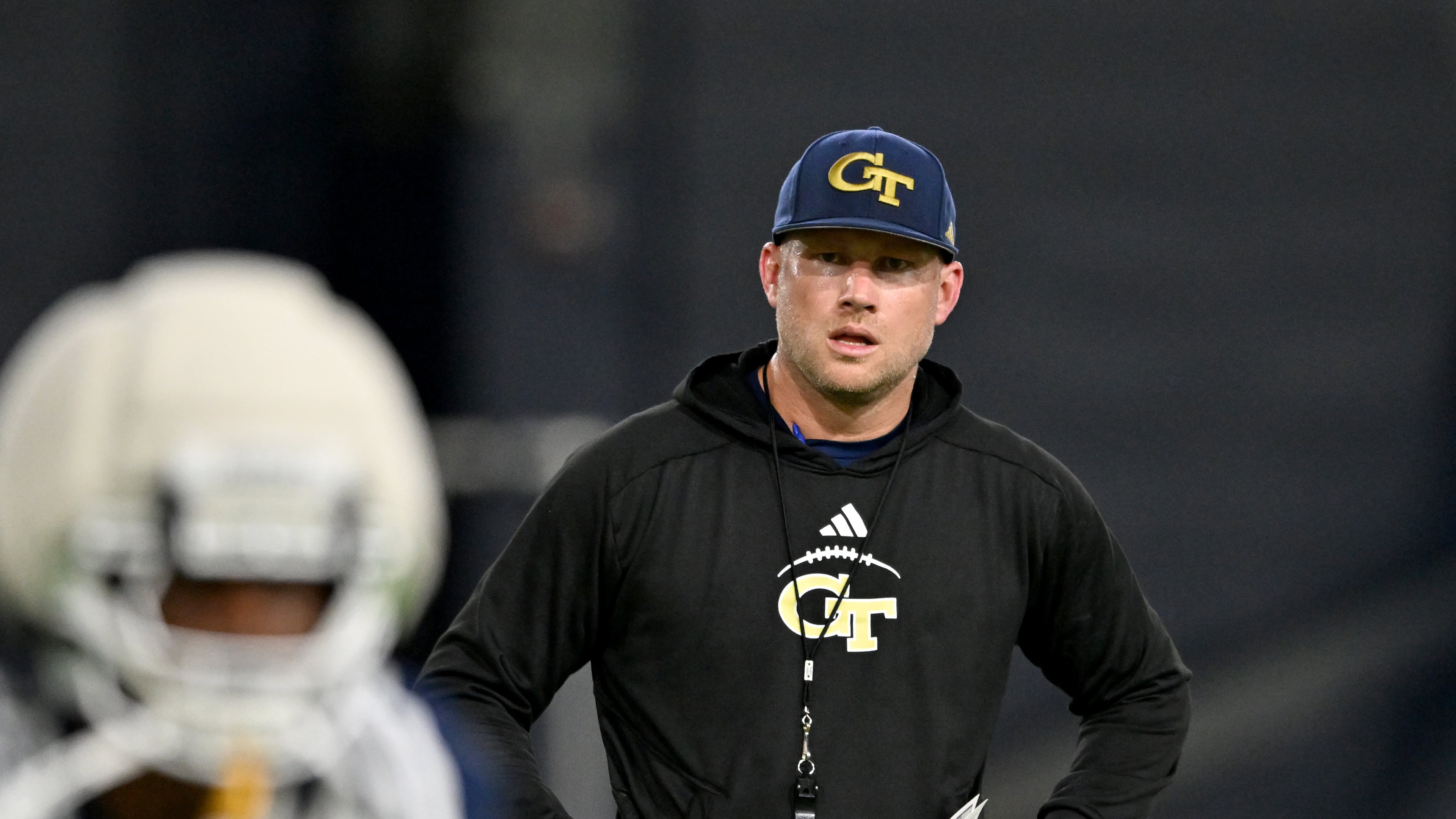 “We’re fighting to find that happy medium ... between being the most disciplined team in the universe but also allowing some of that (intinct) overlap,” Georgia Tech defensive coordinator Blake Gideon said. (Hyosub Shin/AJC)