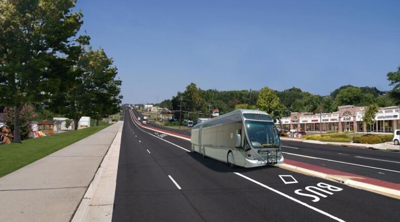 A 2014 rendering of what a bus-rapid transit system in Cobb County could look like.