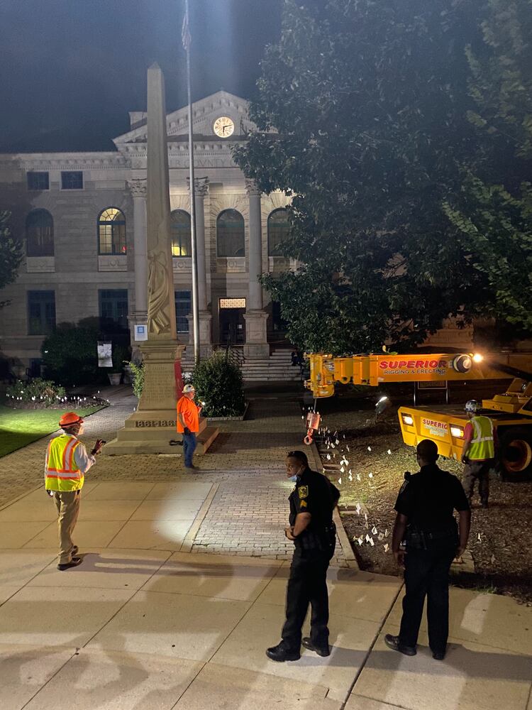 Photos: Confederate monument removed after standing 112 years in DeKalb