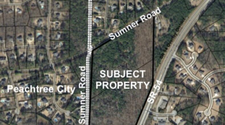 Nearly 30 acres of property along the Peachtree City/Fayette County border will be annexed into the city for development. Courtesy Fayette County