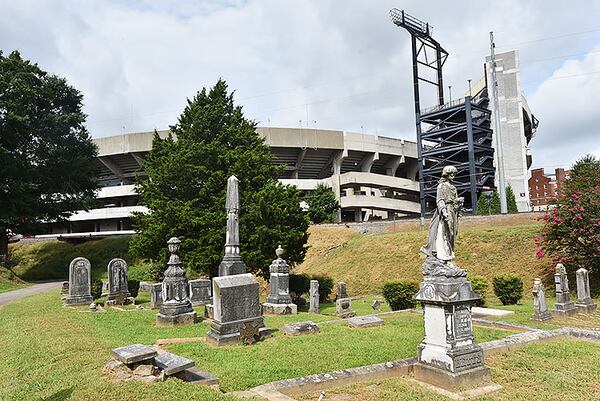 Oconee Hill Cemetery is where the remains belonging to African Americans were reinterred across from the University of Georgia campus, near Sanford Stadium. HYOSUB SHIN / HSHIN@AJC.COM (The Atlanta Journal-Constitution)