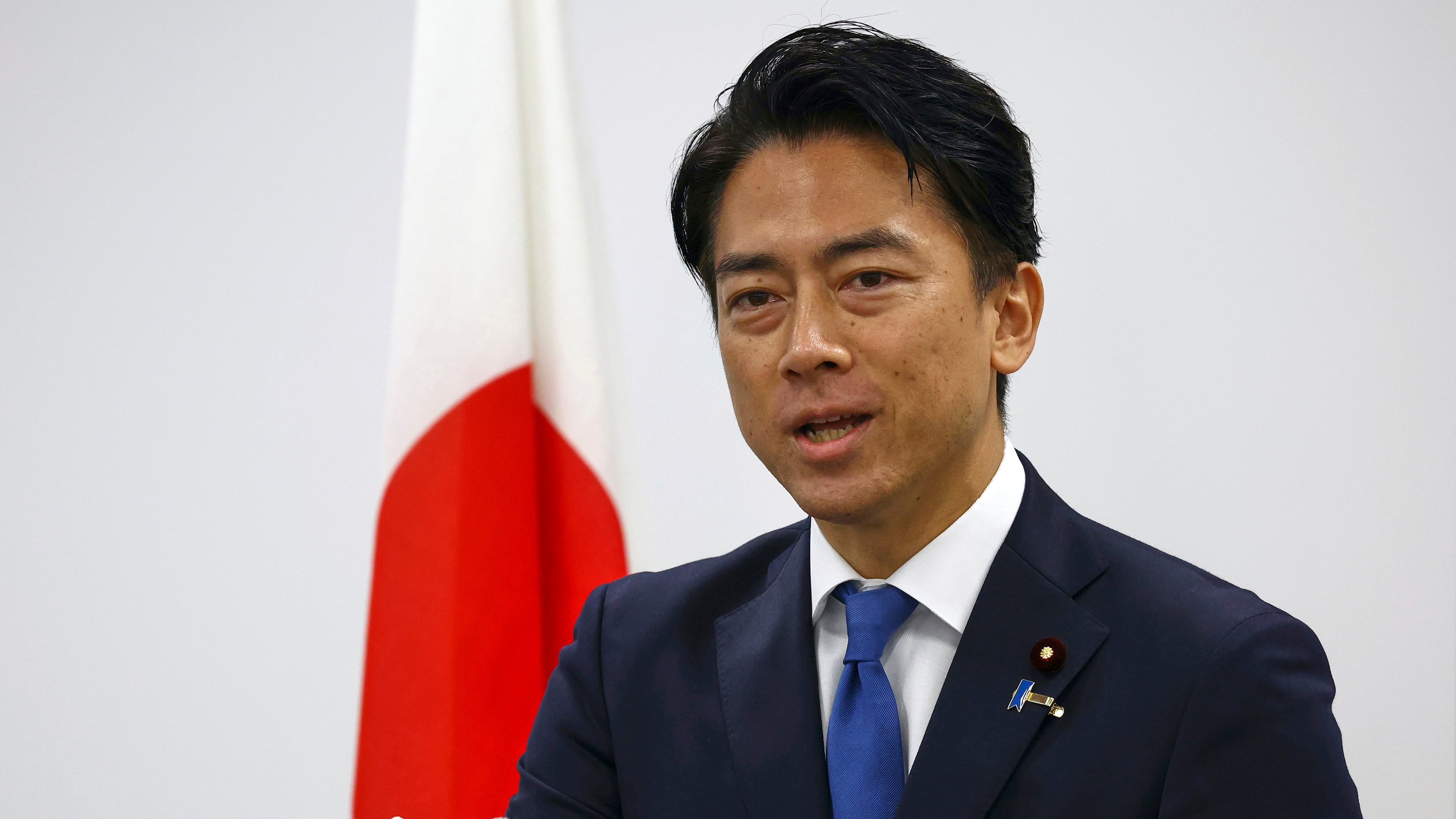 Japan's Agriculture Minister Shinjiro Koizumi, who is the son of former prime minister Junichiro Koizumi, attends a press conference about his running in the ruling Liberal Democratic Party leadership race in Tokyo, Japan, Saturday, Sept. 20, 2025. (Issei Kato/Pool Photo via AP)