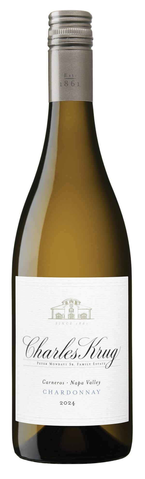 A stand-alone bottle of Charles Krug Chardonnay.
