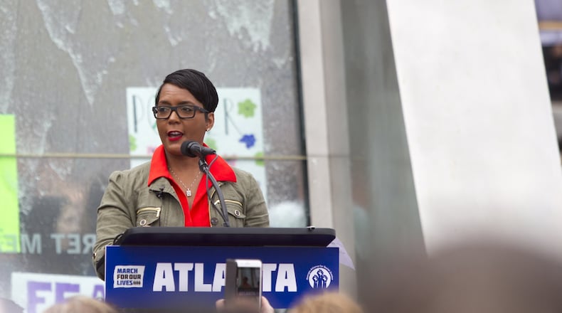 Atlanta Mayor Keisha Lance Bottoms speaks during the March for our Lives event in Atlanta, Georgia, on Saturday, March 24, 2018. (REANN HUBER/REANN.HUBER@AJC.COM)