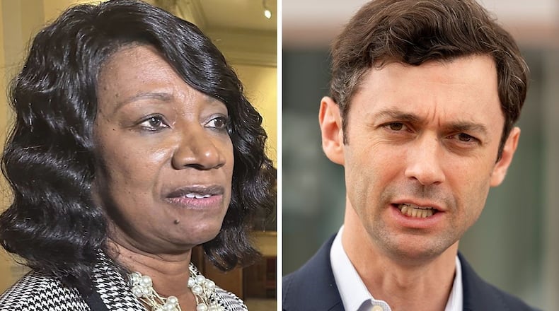 State House Minority Leader Carol Hugley and U.S. Sen. Jon Ossoff, D-Ga.