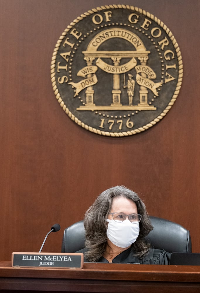 210727-Canton- Judge Ellen McElyea during the plea hearing for spa shooting suspect Robert Aaron Long in Superior Court of Cherokee County in Canton on Tuesday morning, July 27, 2021. Ben Gray for the Atlanta Journal-Constitution
