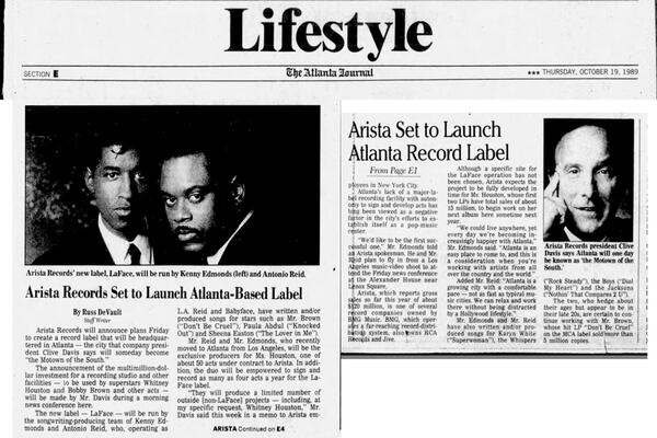 The AJC in 1989 reported on the launch of LaFace Records, which would help define the Atlanta music scene through the 1990s. (AJC file photo)