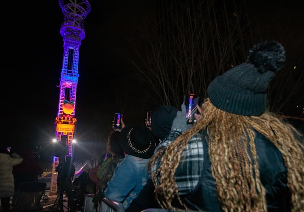 New Year's Eve in Atlanta: Peach Drop is out, digital drone peach is in. (Jenni Girtman for the AJC)