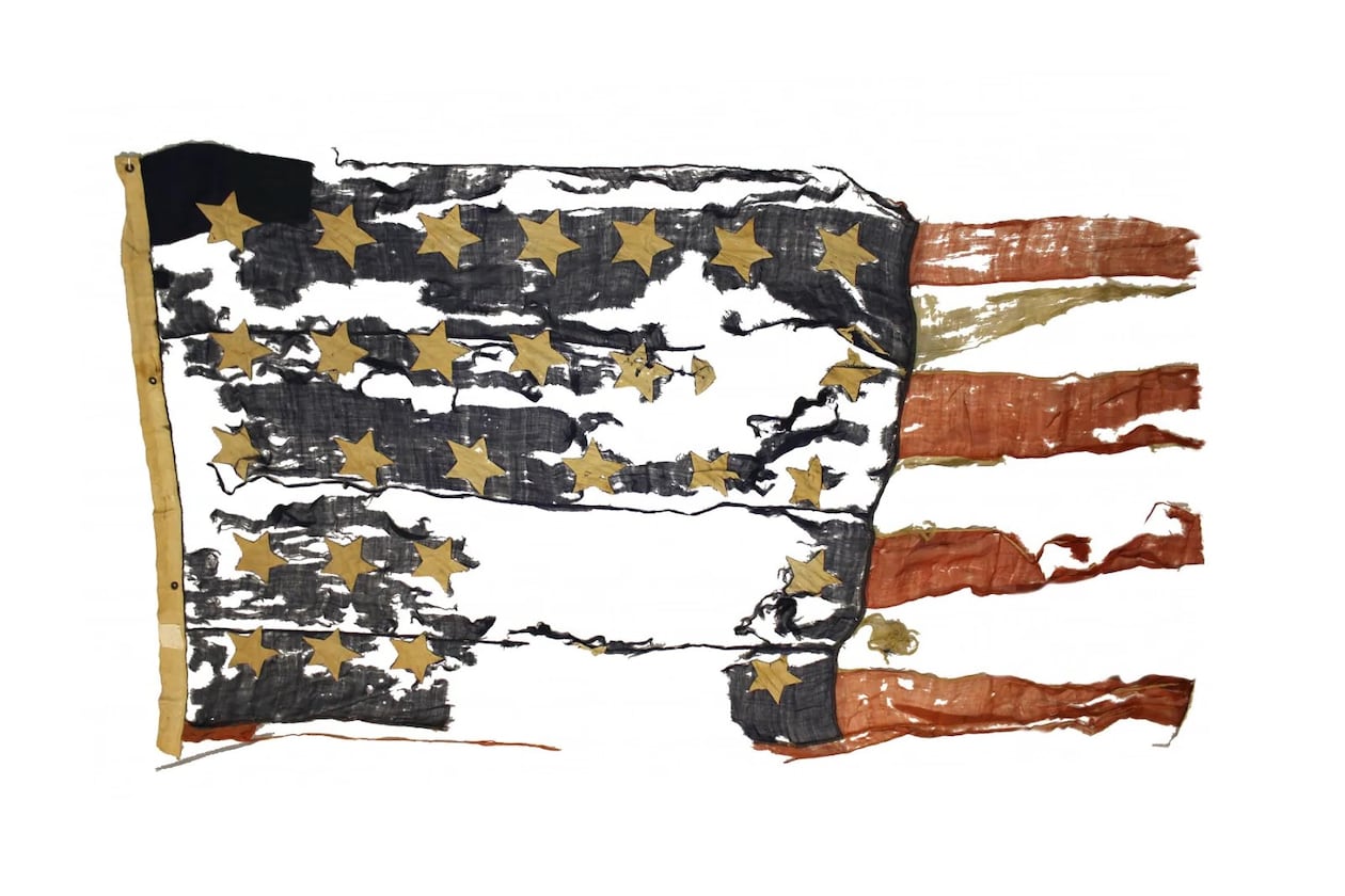 The American flag that flew over a refugee camp for formerly enslaved men, women and children on Craney Island, Virginia, in 1862-1863. The camp was one of hundreds that provided shelter and support for individuals seeking freedom behind Union lines. (Courtesy of Atlanta History Center)