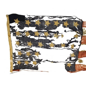 The American flag that flew over a refugee camp for formerly enslaved men, women and children on Craney Island, Virginia, in 1862-1863. The camp was one of hundreds that provided shelter and support for individuals seeking freedom behind Union lines. (Courtesy of Atlanta History Center)