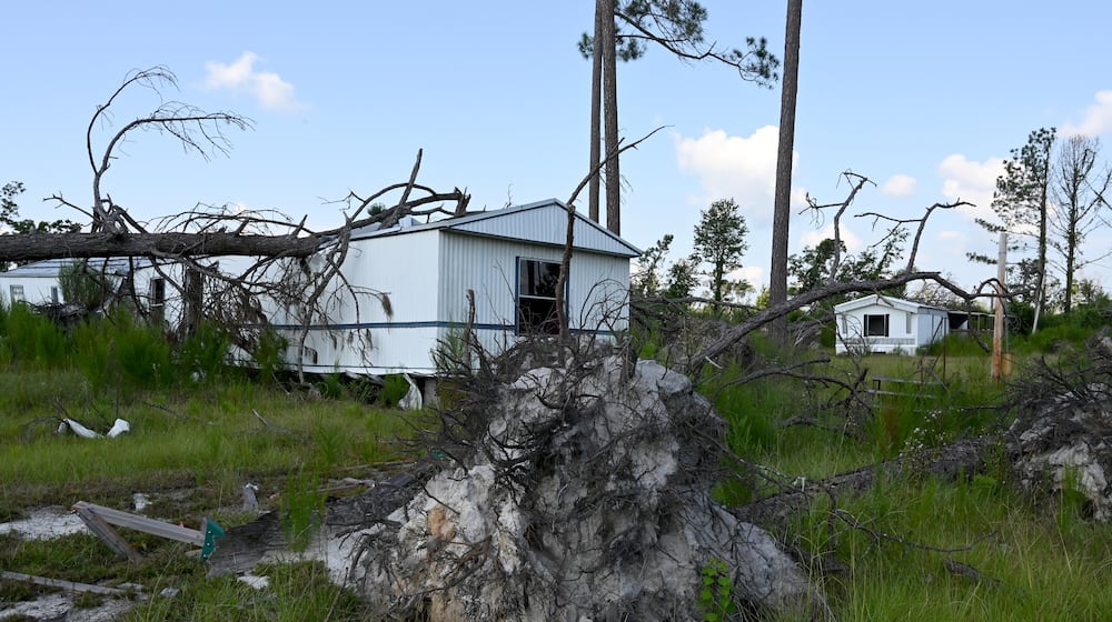 This mobile home was destroyed during Hurricane Helene. This was the the U.S.’s seventh-costliest tropical storm. (Hyosub Shin/AJC)