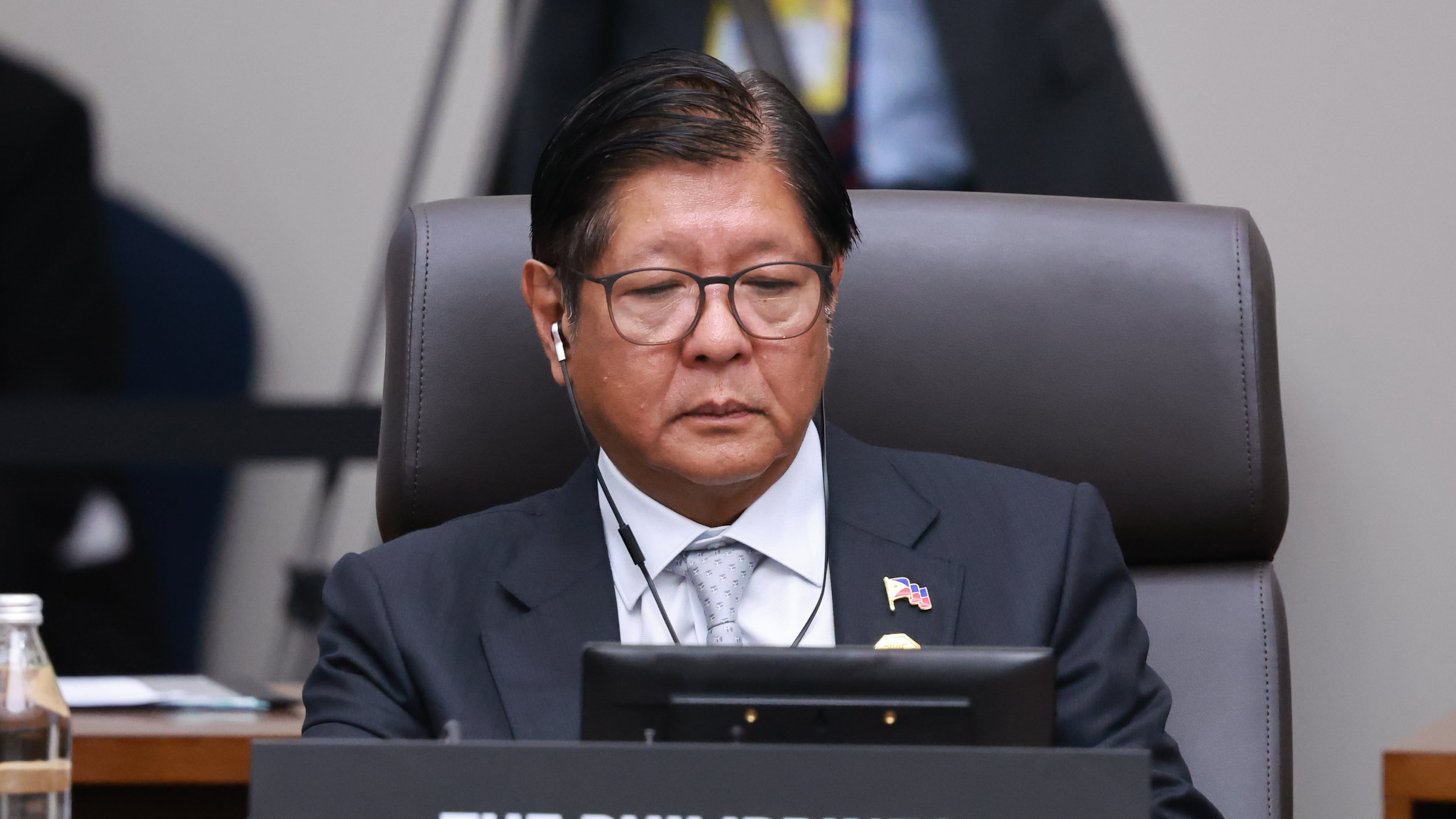 Philippines President Ferdinand Marcos Jr. attends at the Asia-Pacific Economic Cooperation (APEC) Economic Leaders' Meeting in Gyeongju, South Korea, Saturday, Nov. 1, 2025. (Yonhap via AP)