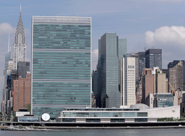 FILE - United Nations headquarters is seen from the Queens borough of New York, July 31, 2018. (AP Photo/Seth Wenig, File)