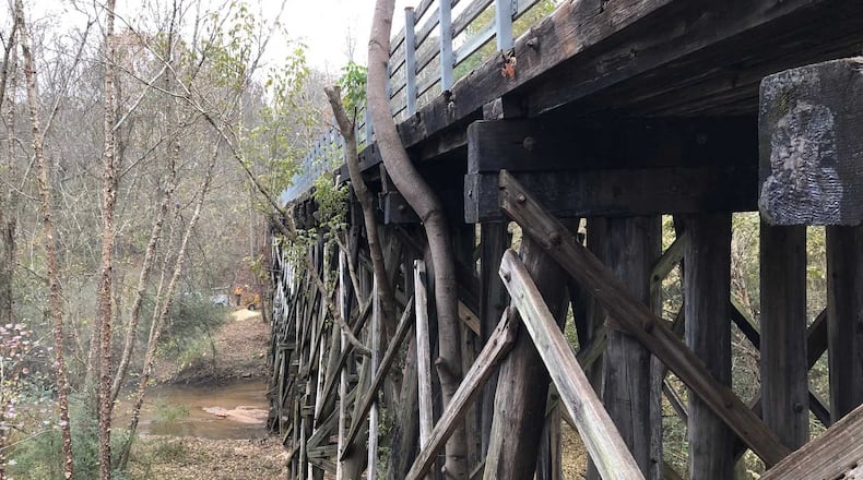 The Silver Comet Trail bridge over Noses Creek, located near the Carter Road parking lot and trail mile marker 8.4, will be closed Jan. 6-Feb. 20. 2020 (courtesy of Cobb County)