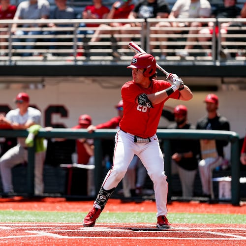Georgia catcher Brennan Hudson (28) during Georgia’s game against Arkansas at Foley Field in Athens, Ga., on Sunday, April 13, 2025. (Tony Walsh/UGAAA)