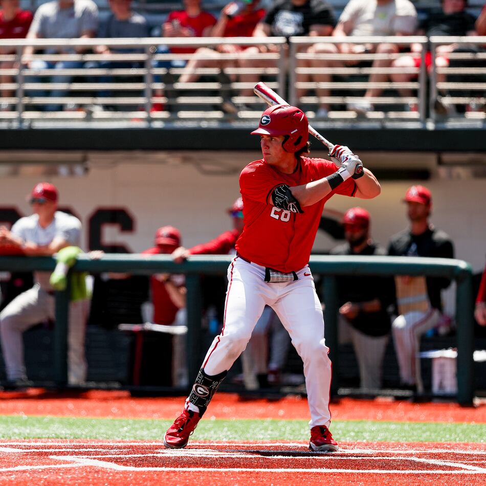Georgia catcher Brennan Hudson (28) during Georgia’s game against Arkansas at Foley Field in Athens, Ga., on Sunday, April 13, 2025. (Tony Walsh/UGAAA)