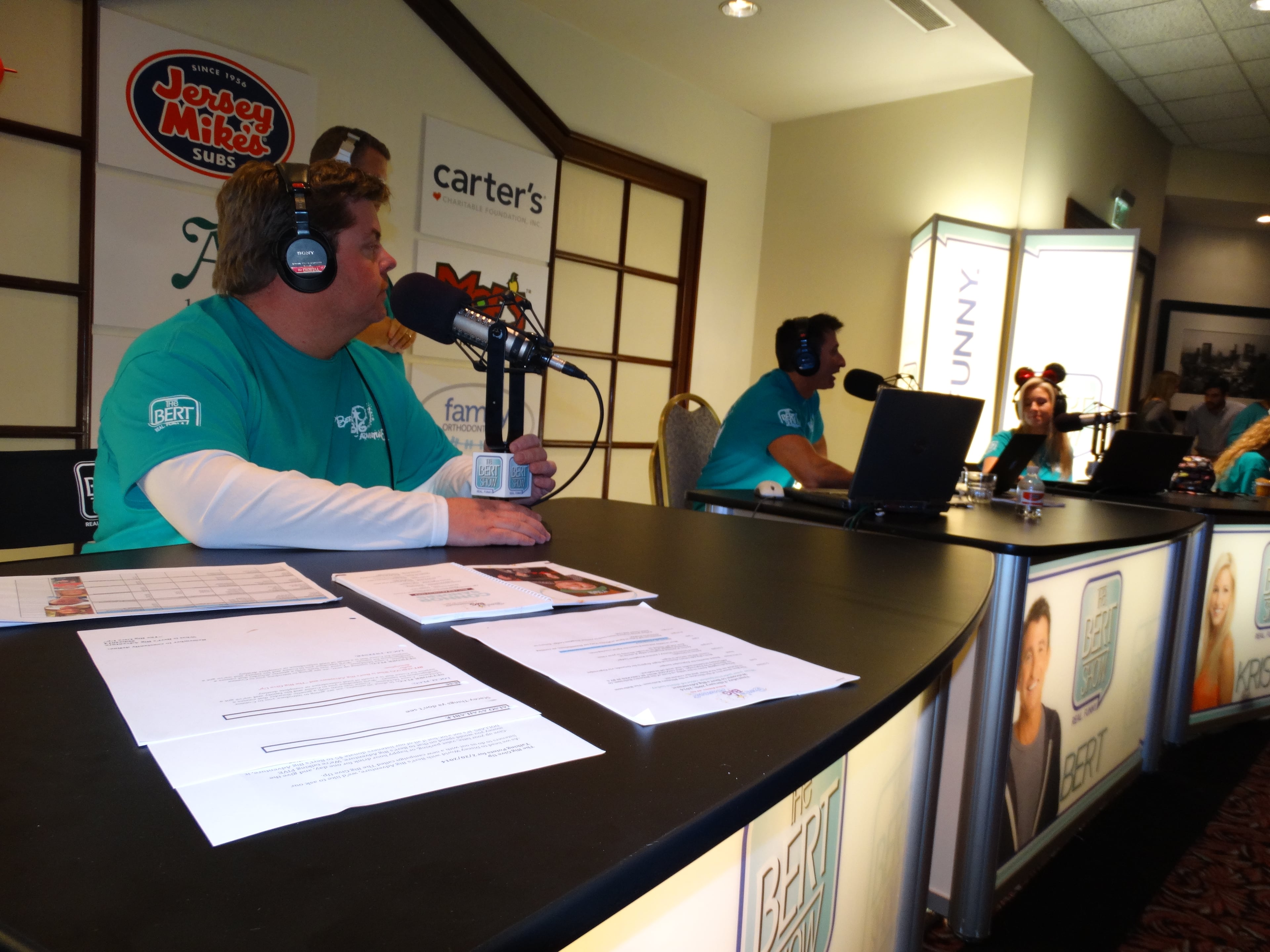 Jeff Dauler (left), Bert Weiss (center) and Kristin Klingshirn (right) on the Bert Show in 2014. CREDIT: Rodney Ho/rho@ajc.com