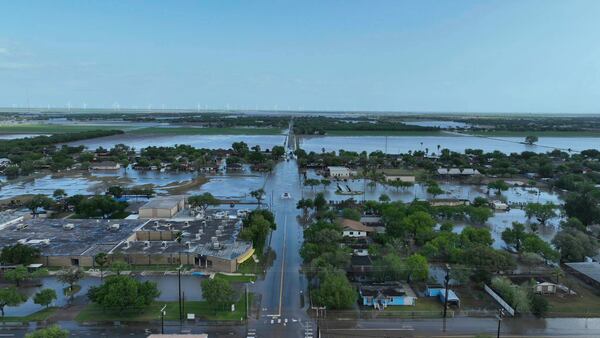 In this photo provided by Cameron County Constable PCT 5, the streets are flooded after Thursday's severe thunderstorms passed Primera, Texas on Friday, March 28, 2025. (Cameron County Constable PCT 5 via AP)