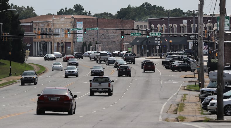 August 12, 2019 Fairburn: Motorist make thier way through downtown Fairburn on Monday, August 12, 2019, in Fairburn. Curtis Compton/ccompton@ajc.com