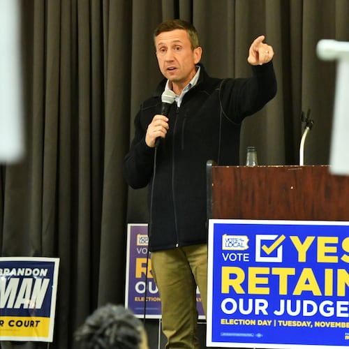 Democratic National Committee chairman Ken Martin speaks at a Lancaster County Democratic Party event in support of the party's candidates for state Supreme Court, Wednesday, Oct. 29, 2025, in Lancaster, Pa. (AP Photo/Marc Levy)