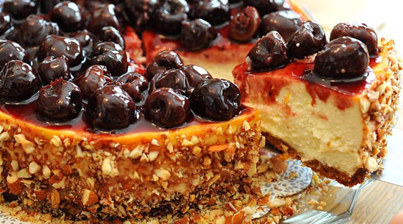 Unlike a lot of other cheesecakes made with goat cheese, this Goat cheese cheescake with bing cherries isn’t overly tangy but has a deep, rich cheese flavor that pairs well with sweet cherries.