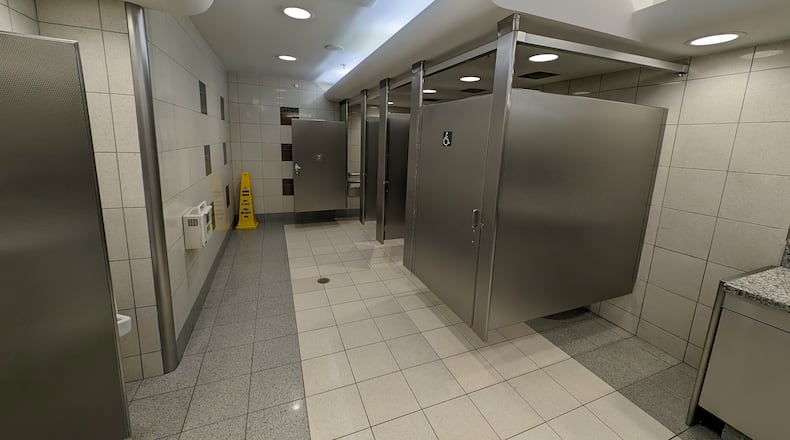 The Atlanta airport's bathrooms are about to undergo a years-long overhaul. Some of the first to get a re-do in 2025 haven't been majorly renovated since they were first built. The construction company, Swinerton, could not provide renderings of what the new versions will look like to the AJC. (Courtesy of Swinerton)
