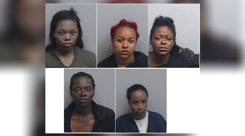 (From left to right) Shykeria Lashae Alford, 21; Naya-Michelle Hunter, 18; Asia Rogers, 21; Kamara Wheeler, 36; and LaShirley Morris, 27, each face two counts of battery and unlawful acts of violence in a penal institution in the Feb. 9 attack.