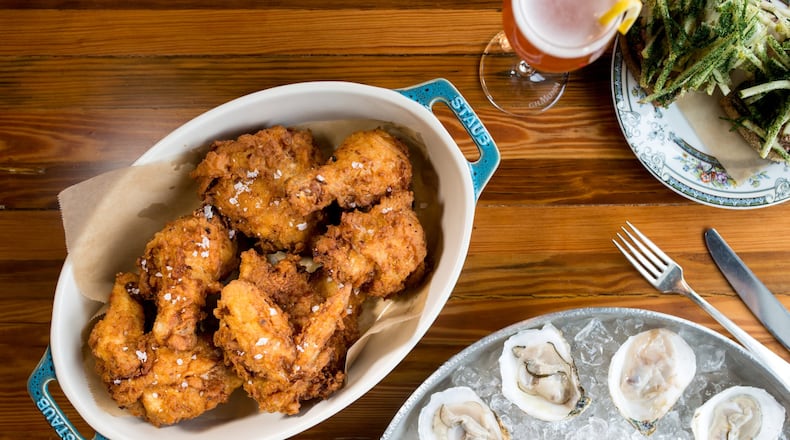 Mary Hoopa's House of Fried Chicken and Oysters whole house fried chicken and raw Oysters. Photo credit- Mia Yakel.
