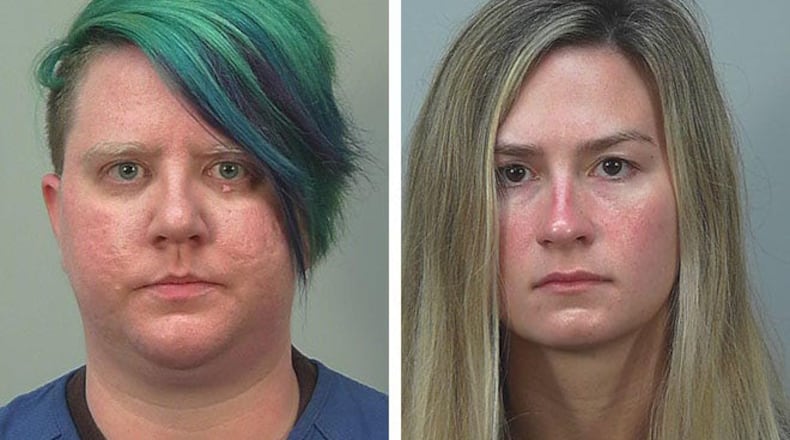 An undated combination photo provided by the Dane County Sheriff’s Office of Kerida E. O’Reilly, left, and Samantha R. Hamer, who were arrested and accused of beating a Wisconsin state senator who had been recording video of protesters in June 2020, during a night of intensifying violence in Madison, Wis. They were being held on those charges in a Dane County jail, inmate records showed on Wednesday, July 29, 2020. Via Dane County Sheriff's Office