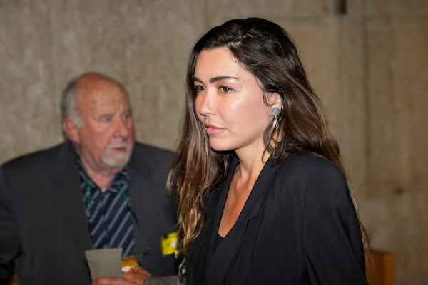 Miriam Haley, an accuser testifying at Harvey Weinstein's rape trial, returns to the courtroom after a break in New York, Wednesday, April 30, 2025. (AP Photo/Seth Wenig)