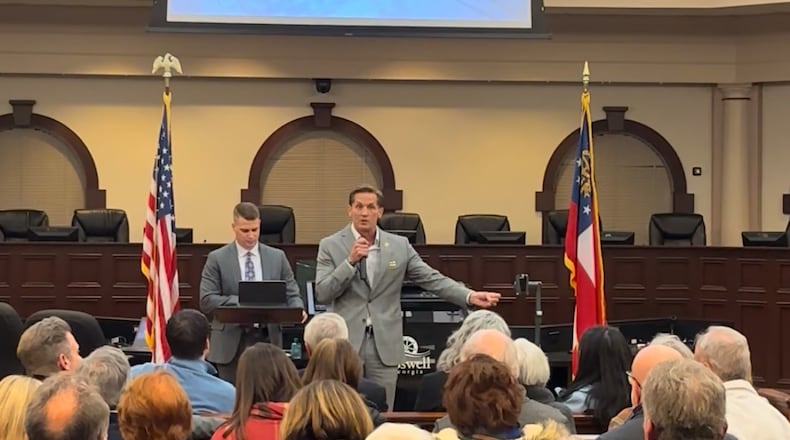 U.S. Rep. Rich McCormick was booed and jeered throughout a raucous town hall on Feb. 20, 2025. (Greg Bluestein/AJC)