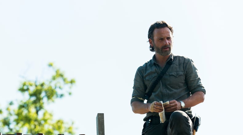 Andrew Lincoln as Rick Grimes at the Hilltop, which is located at Riverwood Studios, where AMC is offering tours for the firs ttime._ Season 8, Episode 1 - Photo Credit: Gene Page/AMC