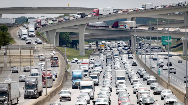 Traffic heads north on I 85 on Monday, May 15, 2023. During the Memorial Day holiday period from Thursday, May 25, to Monday, May 29, AAA forecasts an unprecedented increase in travelers, with an estimated 1.32 million individuals in Georgia expected to travel at least 50 miles.
Miguel Martinez /miguel.martinezjimenez@ajc.com