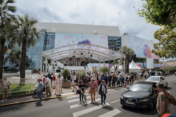 The Palais des festivals ahead of the 78th international film festival in Cannes, southern France, Sunday, May 11, 2025. The Cannes film festival runs from May 13 until May 24, 2025. (AP Photo/Lewis Joly)