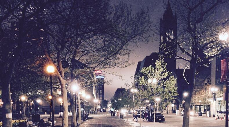Bill Kahler of Smyrna took this photo of a chilly, misty night in Boston’s Copley Square. Named for painter John Singleton Copley, it’s a public square in Boston’s Back Bay neighborhood, bounded by Boylston Street, Clarendon Street, St. James Avenue and Dartmouth Street. It was previously known as Art Square until 1883, due to the number of cultural institutions located there at the time, some of which remain today. The square has many important architectural works that have been built there, many of them now designated as official landmarks. Prominent structures still standing include: Old South Church (1873), by Charles Amos Cummings and Willard T. Sears in the Venetian Gothic Revival style; Trinity Church (1877, Romanesque Revival), considered H. H. Richardson’s tour de force;Boston Public Library (1895), by Charles Follen McKim in a revival of Italian Renaissance style; The Fairmont Copley Plaza Hotel (1912) by Henry Janeway Hardenbergh in the Beaux-Arts style (on the site of the original Museum of Fine Arts); The John Hancock Tower (1976, late Modernist) by Henry N. Cobb, at 790 feetNew England’s tallest building; The Bostix Kiosk (1992, Postmodernist), at the corner of Dartmouth and Boylston streets, by Graham Gund with inspiration from Parisian park pavilions.