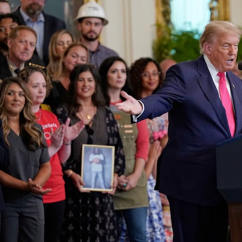 President Donald Trump speaks at an event to promote his domestic policy and budget agenda in the East Room of the White House, Thursday, June 26, 2025. (Jose Luis Magana/AP)