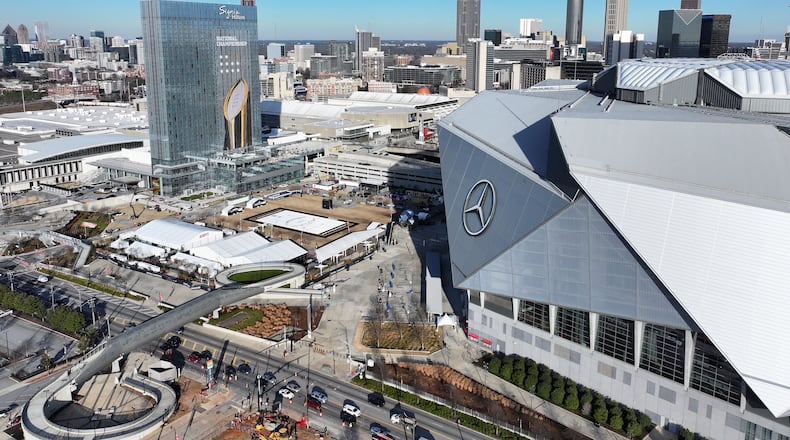 Mercedes-Benz Stadium and the Georgia World Congress Center host events that bring in hundreds of millions of dollars to the Atlanta and Georgia economies. In January, the stadium hosted college football's national championship game between Notre Dame and Ohio State. (Hyosub Shin/AJC)