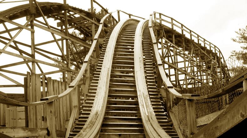 This Sept. 25, 2007 file photo shows the Big Dipper roller coaster at Geauga Lake in Aurora, Ohio. A group called the American Coaster Enthusiasts is working to make sure the historic coaster, one of the oldest in the country, is preserved.