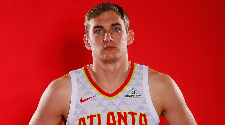 Tyler Cavanaugh scored 16 points for the Hawks against the Pelicans Monday. (Photo by Kevin C. Cox/Getty Images)