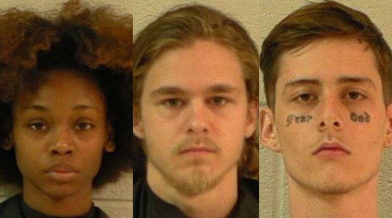 Savanna Marie Jennings (from left), Dakota Scott Street, William David Peterson