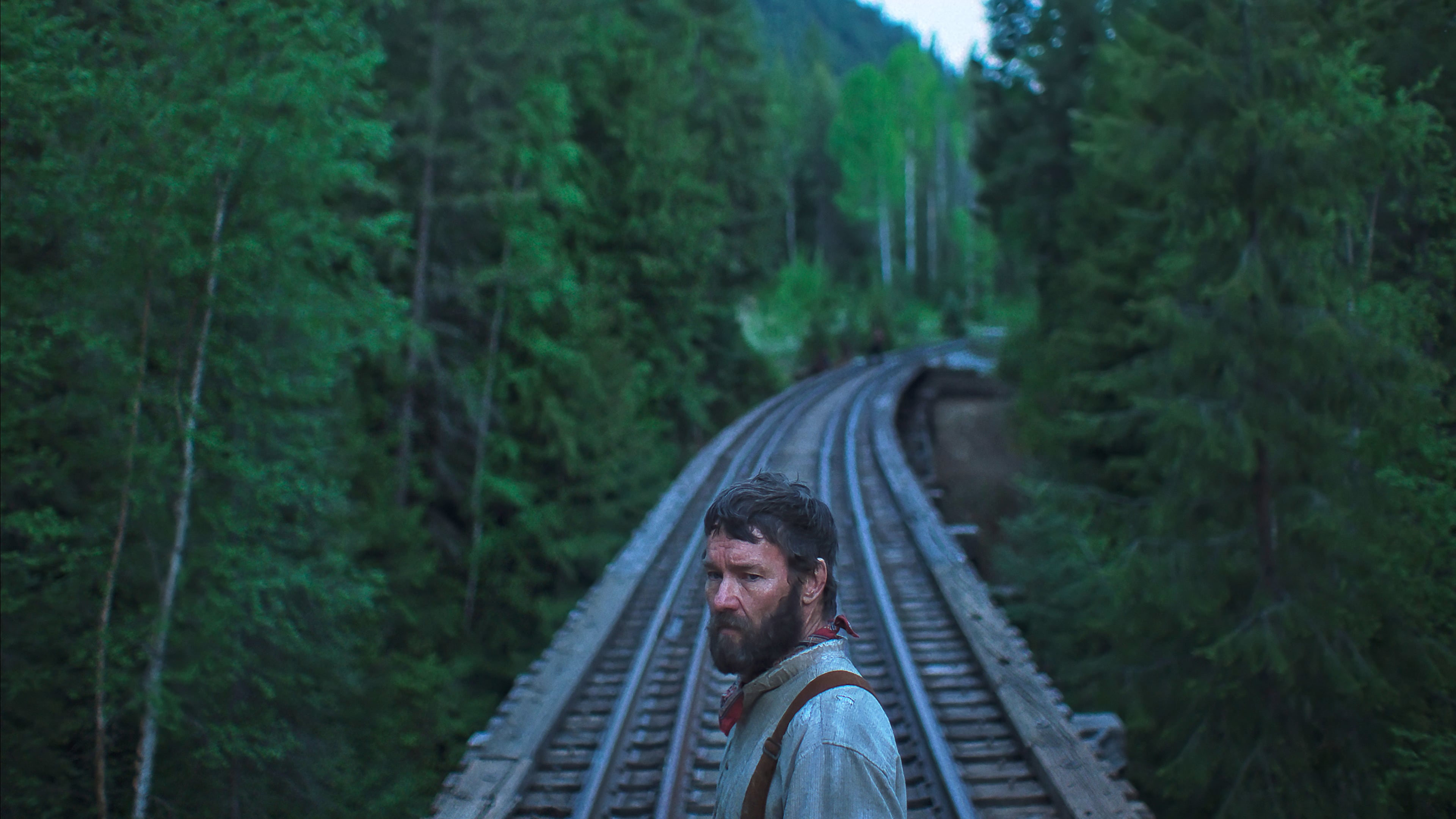This image released by Netflix shows Joel Edgerton in a scene from "Train Dreams." (Netflix via AP)