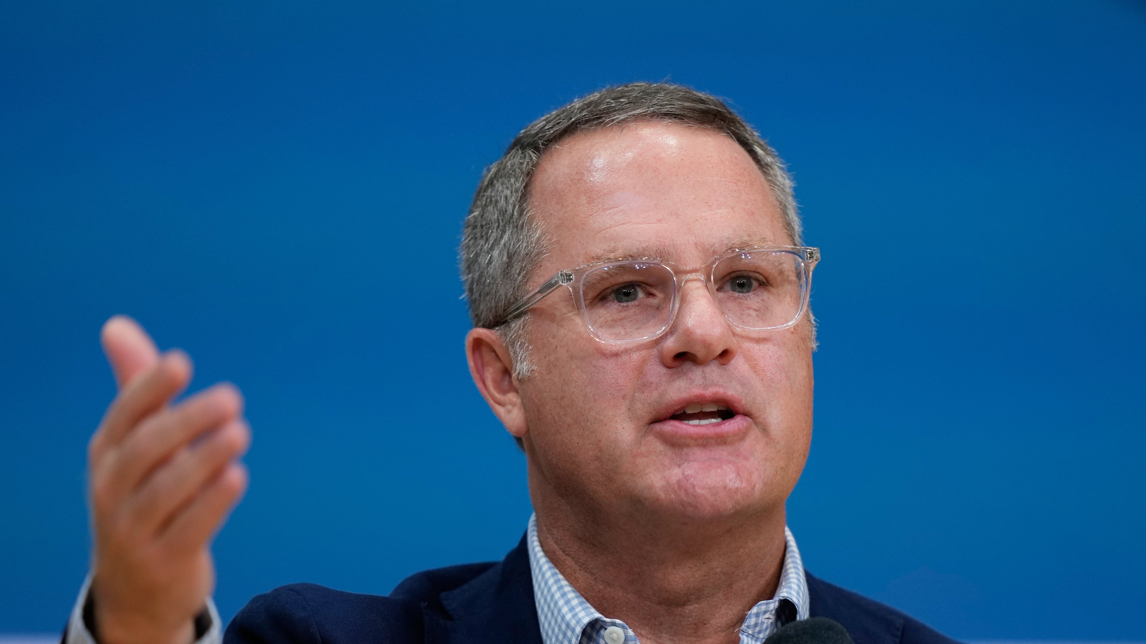 FILE - Walmart CEO Doug McMillon speaks at the Opportunity Summit Thursday, Sept. 25, 2025, in Bentonville, Ark. (AP Photo/Charlie Riedel, File)