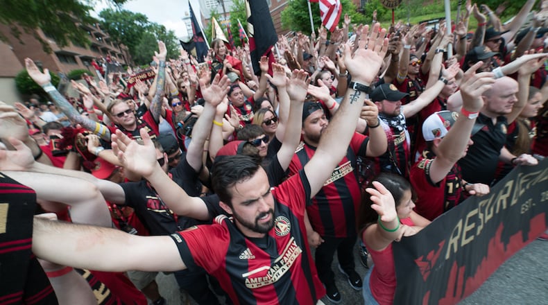 April 30, 2017 ATLANTA Terminus Legion fans are shown before D.C. United plays Atlanta United during a Major League Soccer game at Bobby Dodd Stadium, on the Georgia Tech campus in Atlanta, Sunday, April 30, 2017. D.C.United won 3-1. Andrew Dinwiddie/SPECIAL