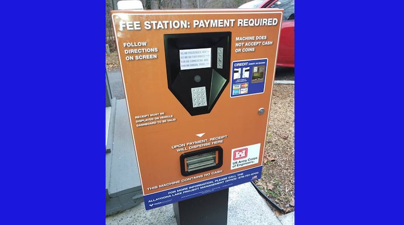 “Cashless” operations with automated fee machines begin Jan. 1 at recreation areas managed by the U.S. Army Corps of Engineers at Allatoona Lake in Cherokee and Bartow counties. U.S. ARMY CORPS OF ENGINEERS