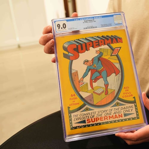 A view of a DC Comics, Superman No. 1 issue is shown Monday, Nov. 24, 2025, in Irving, Texas. (AP Photo/Tony Gutierrez)
