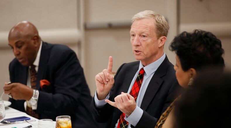 November 19, 2019 - Atlanta - Ahead of the Democratic Presidential Debate, candidate for the Democratic nomination Tom Steyer held a roundtable discussion and luncheon in Atlanta to talk with local African American leaders.