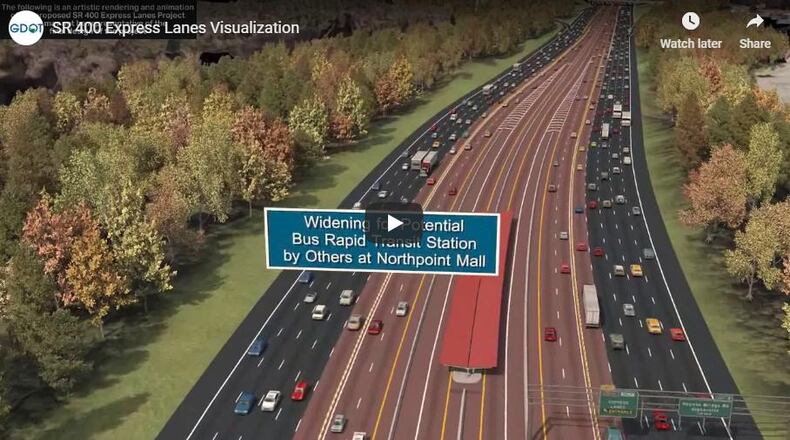 Alpharetta has approved a study on the impact on local traffic of proposed access ramps from Tradewinds Parkway to the new Ga. 400 express lanes. GEORGIA DEPARTMENT OF TRANSPORTATION