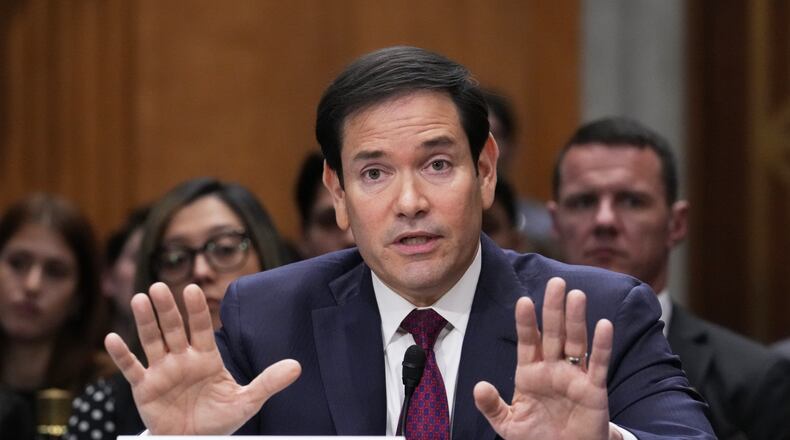 Secretary of State Marco Rubio appears before the Senate Foreign Relations Committee to explain President Donald Trump's policy toward Venezuela following the U.S. military raid that ousted then-President Nicolas Maduro, at the Capitol in Washington, Wednesday, Jan. 28, 2026. (AP Photo/J. Scott Applewhite)